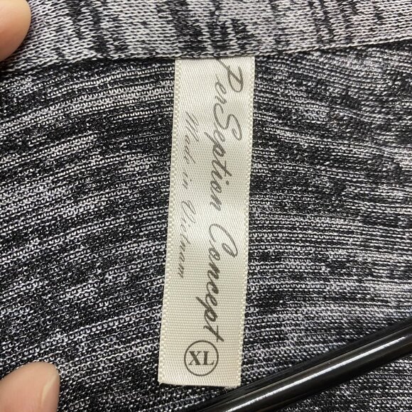 Perception Concept Womens Gray & Black Space Dye 3/4 Sleeve Top Size XL - Picture 4 of 11
